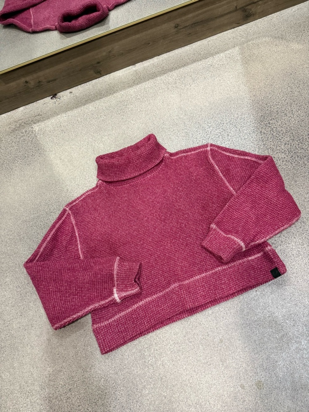 Fundamental Coast Cropped Turtle Neck Waffle Sweater XS extra small
